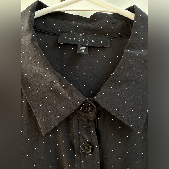 Sanctuary Silk blouse, black white dots, medium - Picture 2 of 6